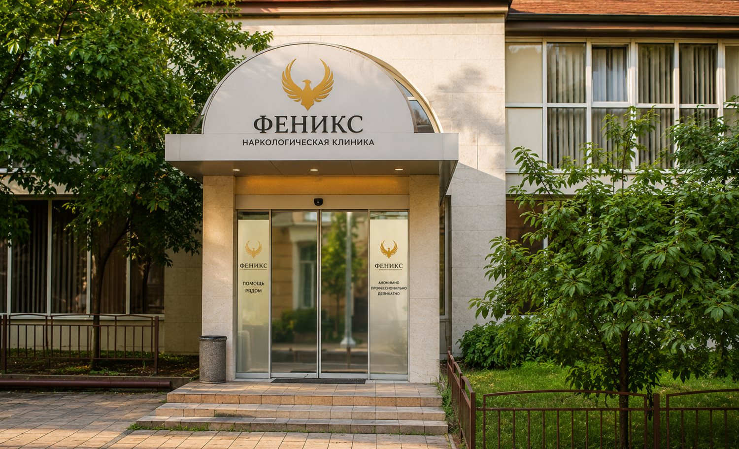 Вход в наркологическую клинику «Феникс» в Чайковском